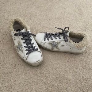 Golden Goose White Leather and Shearling Shoes